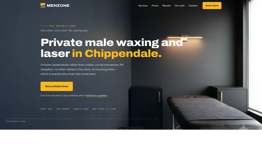 Screenshot of the Menzone website