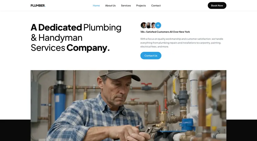 Screenshot of the PLUMBER. website