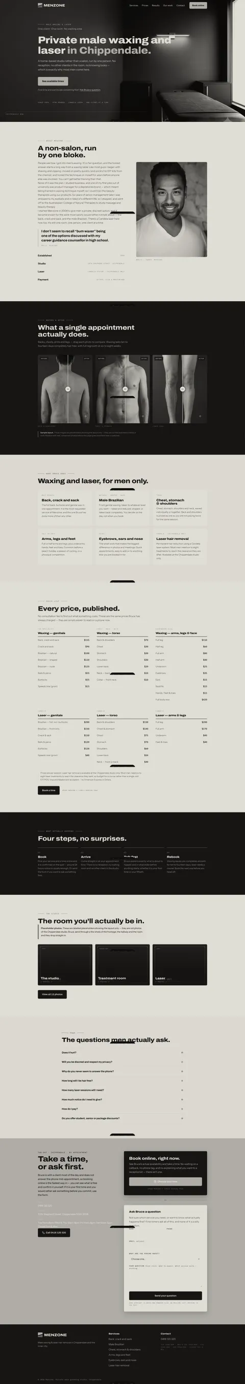 Full-page capture of the Menzone site