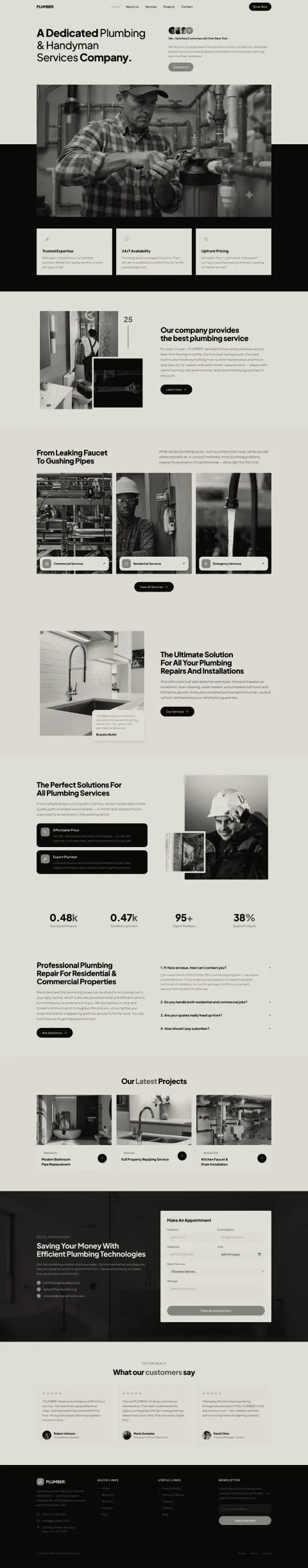 Full-page capture of the PLUMBER. site